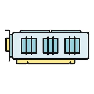 Graphics card flat outline vector icon design Illustrazione stock