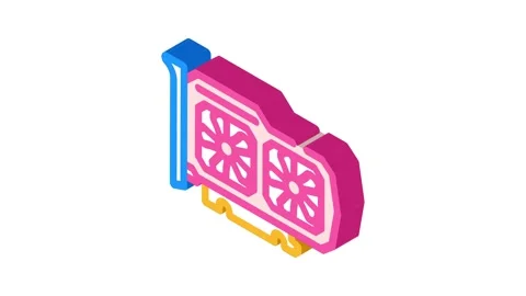 Graphics card gaming pc isometric icon animation Stock Footage 327292901