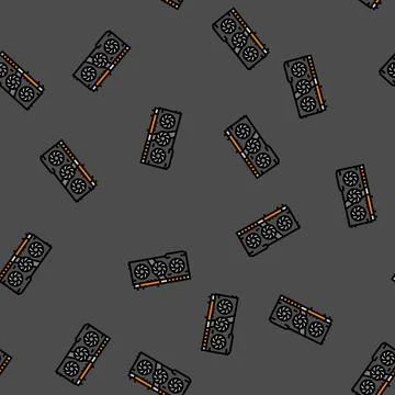Graphics card gaming pc vector seamless pattern Stockillustratie