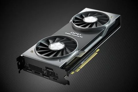 Graphics card. Modern gaming GPU graphics processing unit on black. Graphi... Stock Photos