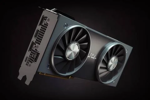 Graphics card. Modern gaming GPU graphics processing unit on black. Graphi... Stock Photos