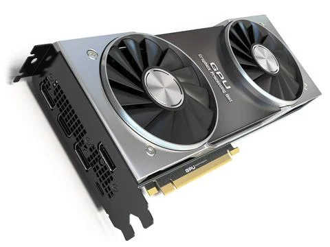 Graphics card. Modern gaming GPU graphics processing unit isolated on whit... Stock Photos