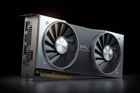 Graphics card. Modern gaming GPU graphics processing unit on black. Graphi... Stock Photos