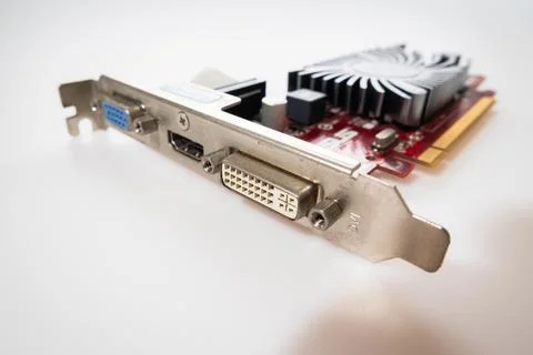 Graphics card overview technical details studio environment close-up shot d.. Stock Photos