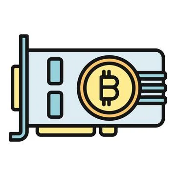 Graphics card processing bitcoin cryptocurrency mining transaction Stock Illustration