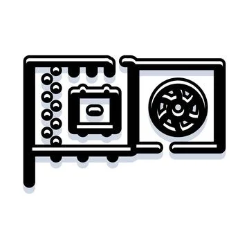 Graphics card processing power icon for computer hardware Stock Illustration
