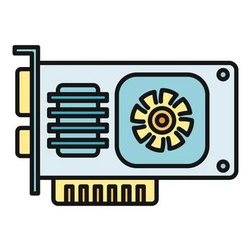 Graphics card processing unit computer hardware component icon Stock Illustration
