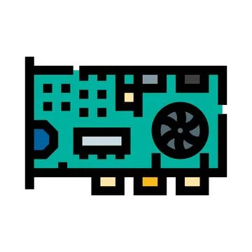 Graphics card processing unit electronic component icon Stockillustratie