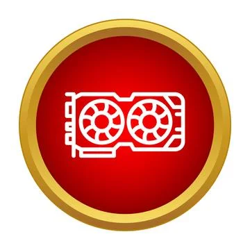 Graphics card processing unit icon with red background Stock Illustration
