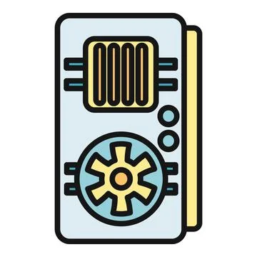 Graphics card processing unit vector icon illustration Stock Illustration