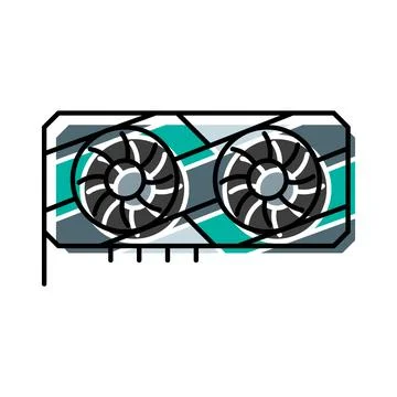 Graphics card providing power for computer gaming and technology Illustrazione stock