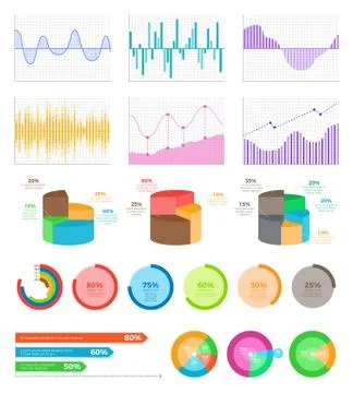 Graphics on Coordinate System and Bright Diagrams Stock Illustration