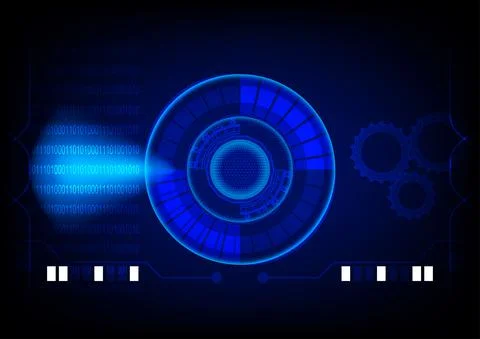 Graphics design binary digit circle with style cog glow abstract background Stockillustratie