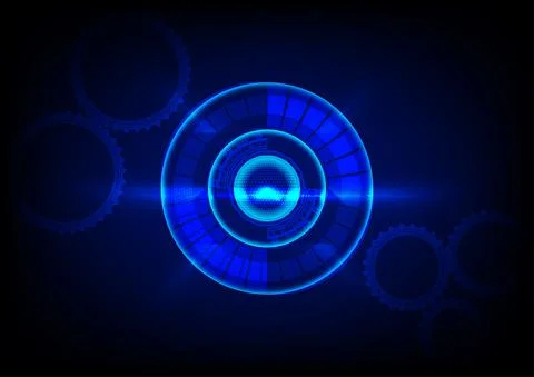 Graphics design binary digit circle with style cog glow abstract background Stock Illustration