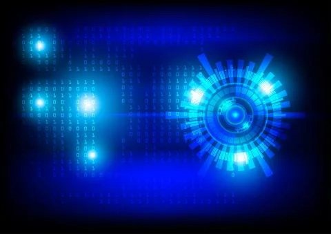 Graphics design circle style cog glow abstract background blue color tone Stock Illustration