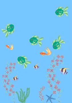 Graphics design of fish in the aquarium Stock Illustration