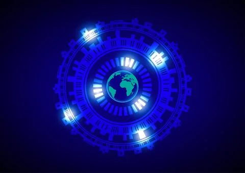 Graphics design Hitech circuit cog style connect technology network Stock Illustration