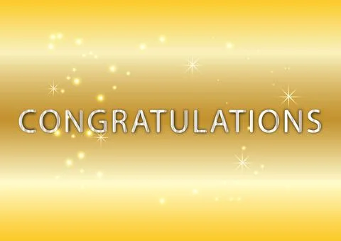 Graphics design text congratulations with gold color background vector Illustrazione stock
