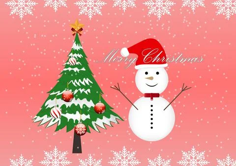 Graphics design tree and snowman for Merry Christmas Happy New Year design Stock Illustration