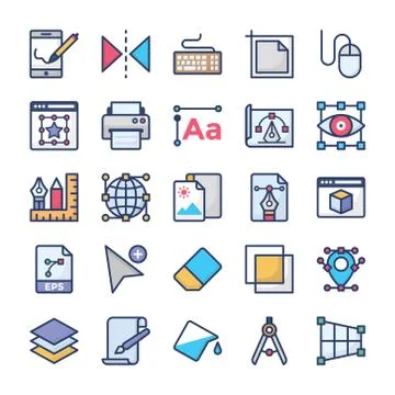 Graphics Designing Icons Collection Stock-Illustration