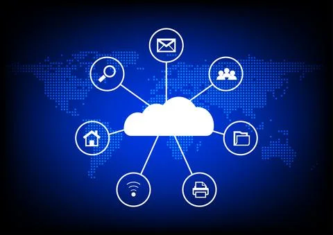 Graphics diagram cloud computing concept infrastructure link access data Stock Illustration