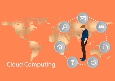 Graphics diagram cloud computing concept infrastructure Stock Illustration