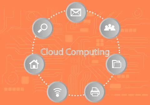 Graphics diagram cloud computing concept infrastructure Stock Illustration