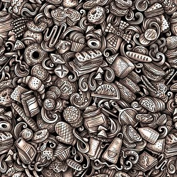 Graphics doodle bakery seamless pattern Illustrazione stock