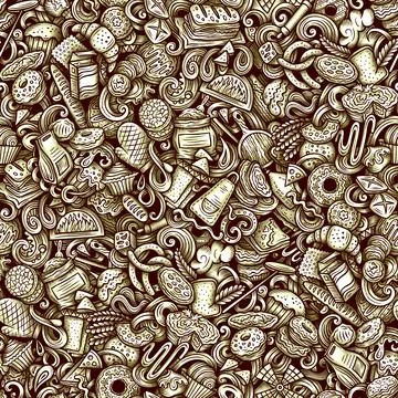 Graphics doodle bakery seamless pattern Illustrazione stock