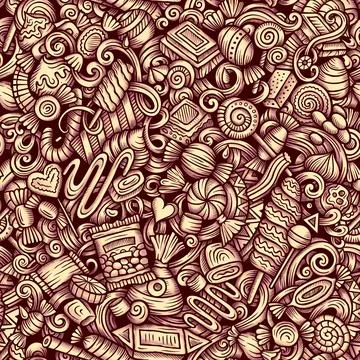 Graphics doodle Candies seamless pattern Foto stock