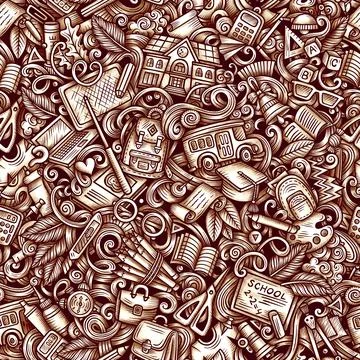 Graphics doodle School seamless pattern Stock Illustration