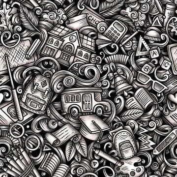 Graphics doodle School seamless pattern イラスト素材