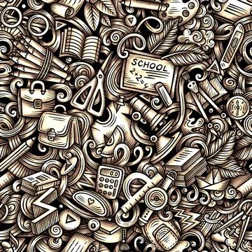 Graphics doodle School seamless pattern Stock Illustration
