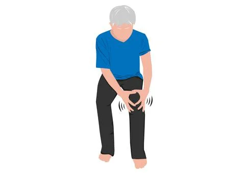 Graphics image elderly grips knee painful inflamed knee joint suffering Stock Illustration