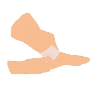 Graphics image man applying compression bandage on ankle injury Stock Illustration