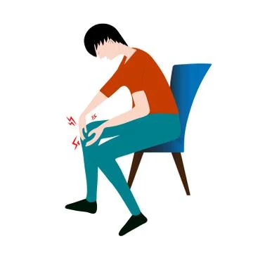Graphics image man hold Tendon bone knee joint problems on leg vector Illustrazione stock