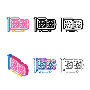 Graphics looks card gaming pc color icon vector Stock Illustration
