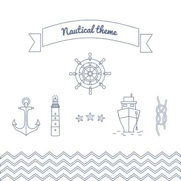 Graphics on the marine theme. Stock Illustration