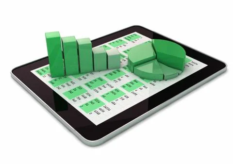 Graphics over a tablet Illustrazione stock