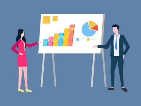Graphics on Presentation, Business Statistics Data Illustrazione stock