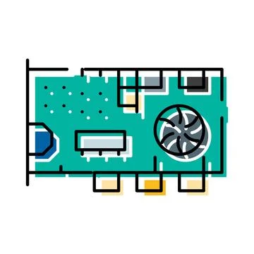 Graphics processing unit component for computer technology イラスト素材