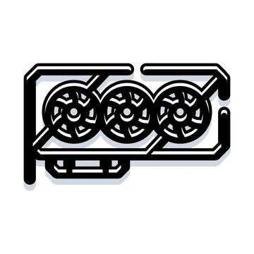 Graphics processing unit component with cooling fans Illustrazione stock