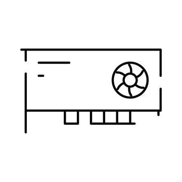 Graphics processing unit component line icon Illustrazione stock