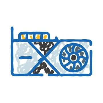 Graphics processing unit component sketch doodle icon Stockillustratie