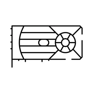 Graphics processing unit component technology line icon Stockillustratie