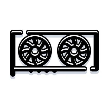 Graphics processing unit computer hardware component black icon Stock Illustration