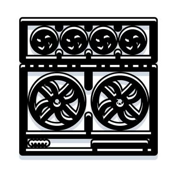Graphics processing unit with cooling fans hardware Illustrazione stock