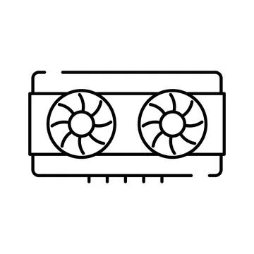 Graphics processing unit with cooling fans icon Stock Illustration