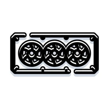 Graphics processing unit with cooling fans vector Illustrazione stock