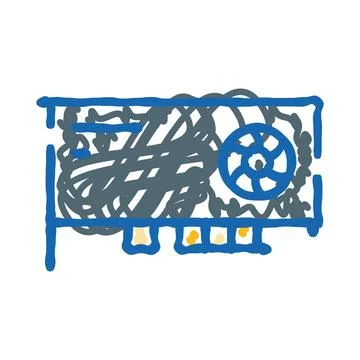 Graphics processing unit drawing sketch icon Stock Illustration